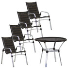 4 Cadeiras Emily E Mesa Emily Tampo Tramado Em Alumínio Trama