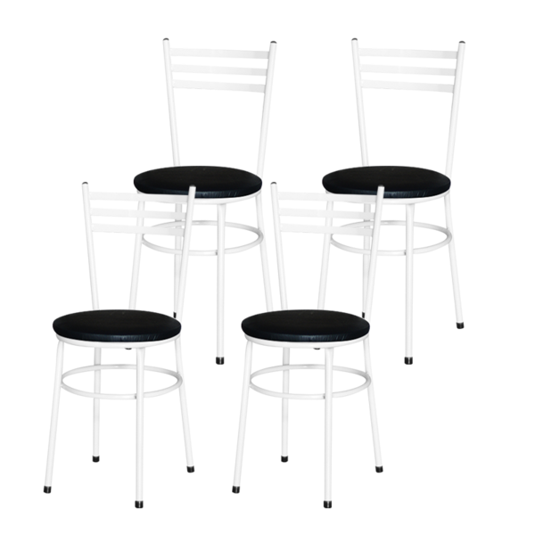 4 Cadeiras Epoxi Branca Para Cozinha  Preto