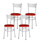 4 Cadeiras Epoxi Cinza Para Cozinha  Vermelho