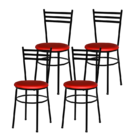 4 Cadeiras Epoxi Preta Para Cozinha  Vermelho