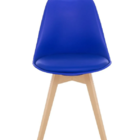 4 Cadeiras Estofada Leda Base Madeira Eames Cozinha Azul Bic