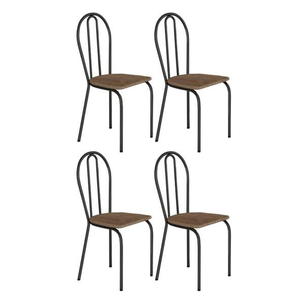 4 Cadeiras Estofadas Tecido Sintético 004 Artefamol - Preto