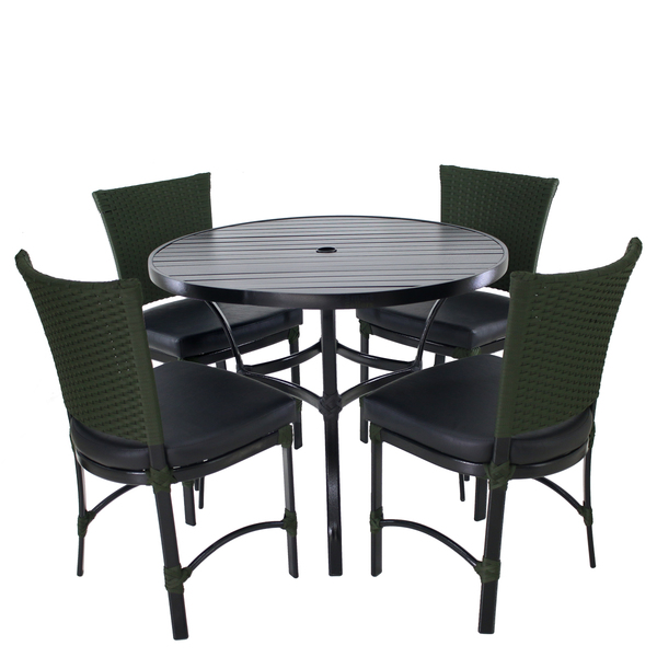 4 Cadeiras Florata Com Mesa Com Tampo Ripado Em Corda Náutica