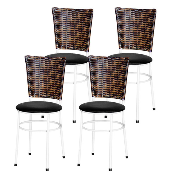 4 Cadeiras Para Cozinha Branca Hawai Avelã Preto