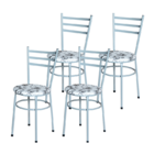 4 Cadeiras Para Cozinha Epoxi Cinza Assento Floral Floral Bra