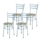 4 Cadeiras Para Cozinha Epoxi Cinza Assento Floral Floral Orq