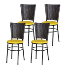 4 Cadeiras Pretas Para Cozinha Hawai Café  Amarelo