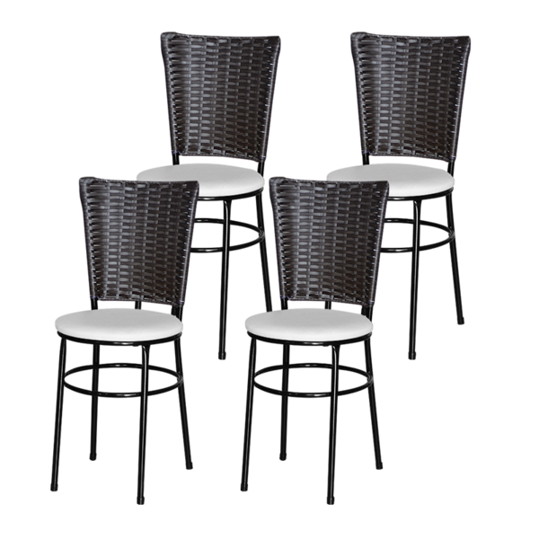 4 Cadeiras Pretas Para Cozinha Hawai Café  Branco