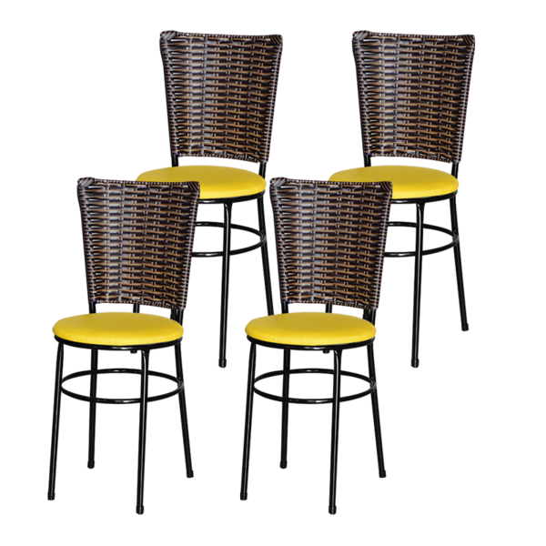4 Cadeiras Pretas Para Cozinha Hawai Cappuccino  Amarelo
