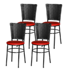 4 Cadeiras Pretas Para Cozinha Hawai Preta  Vermelho