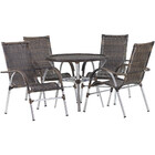 4 Cadeiras Vênus Alumínio E Mesa Com Tampo Tramado Para Jardi