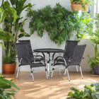 4 Cadeiras Vênus Alumínio E Mesa Com Tampo Tramado Para Jardi