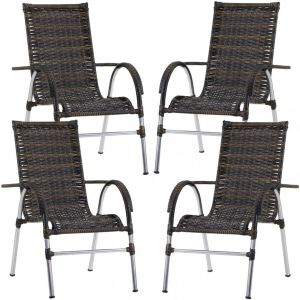 4 Cadeiras Vênus Em Alumínio E Fibra Sintética Para Varanda T