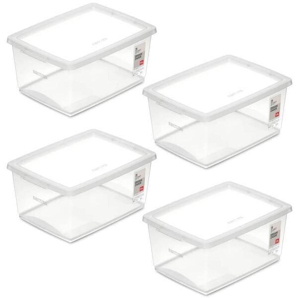 4 Caixas Organizadoras Com Tampa 7,5l Ordene Empilháveis Esc