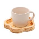 4 Canecas Com Pires Woodart Pinus De Madeira Marfim 115ml