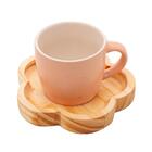 4 Canecas Com Pires Woodart Pinus De Madeira Salmon 115ml