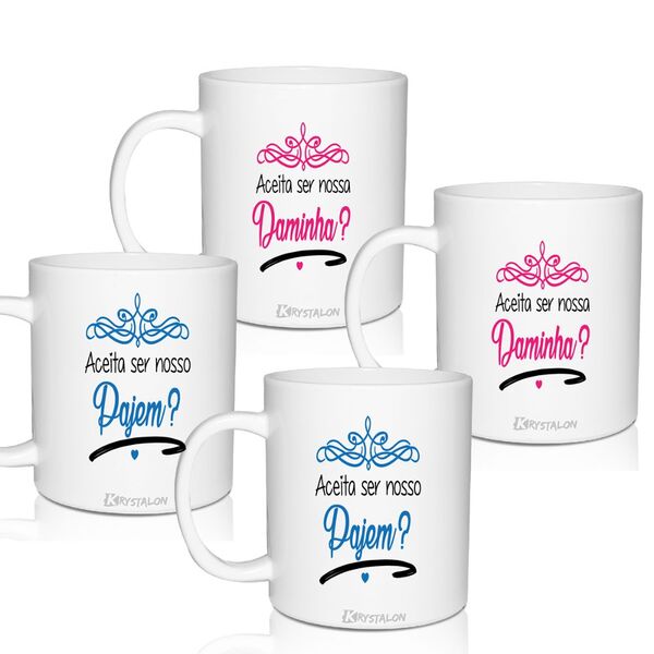4 Canecas Convite 300 Ml Personalizados Para Pajem E Daminha