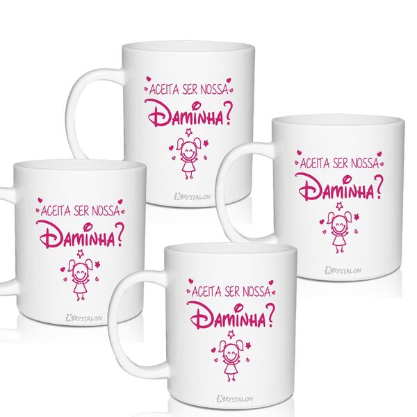 4 Canecas Convite Personalizadas Para Daminha - Disney
