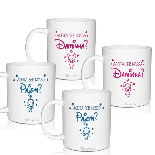 4 Canecas Convite Personalizadas Para Pajem E Daminha - Disney