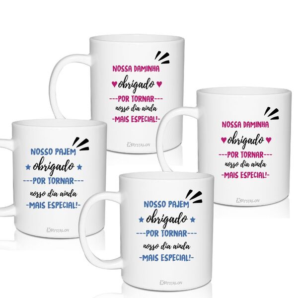 4 Canecas Lembrancinha Personalizada Agradecimento Para Pajem