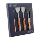 4 Colheres De Sobremesa Wolff Bambu Tulum De Aço Inox 16cm