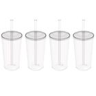 4 Copos Com Tampa E Canudo 500ml Crippa Transparente Plástico