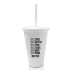 4 Copos Com Tampa E Canudo Branco Lista Black Lives