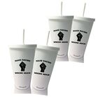 4 Copos Com Tampa E Canudo Branco Make Racismo Wrong