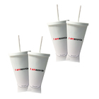 4 Copos Com Tampa E Canudo Branco Personalizado Eco I Amazonia