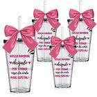 4 Copos Convite Com Laço Personalizados Para Daminha - Agrade