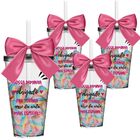 4 Copos Convite Com Laço Personalizados Para Daminha - Agrade