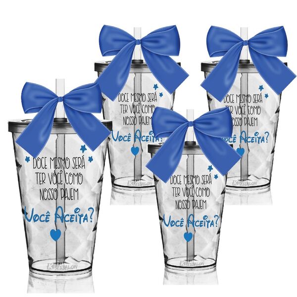4 Copos Convite Twister Personalizados Para Pajem - Você Acei