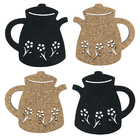 4 Descanso Suporte De Panela Bule Cortiça Preto