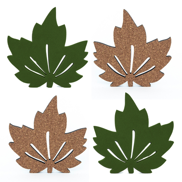 4 Descanso Suporte De Panela Outono Cortiça Verde Musgo