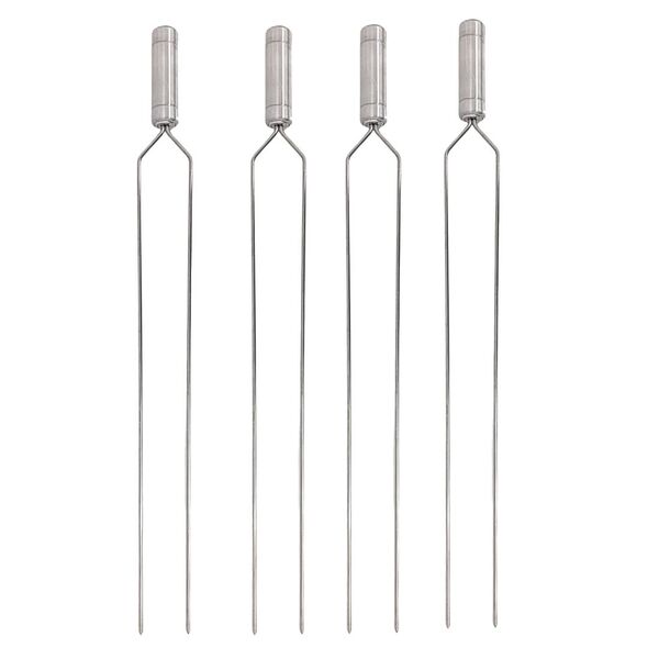 4 Espetos Duplo De Inox 80cm Para Churrasqueira, Churrasco