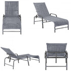 4 Espreguiçadeiras Catar E 4 Mesas Garden Corda Náutica Cor P