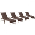 4 Espreguiçadeiras Reclinavel Catar Marrom Corda Nautica Tram