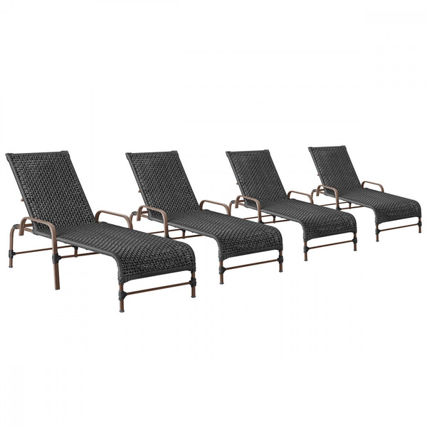 4 Espreguiçadeiras Reclinavel Catar Marrom Corda Nautica Tram