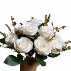 4 Flores Artificiais Cor Creme Buquê De Rosas Realistas Ideal