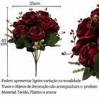 4 Flores Artificiais Vermelhas Buquê De Rosas Realistas Ideal