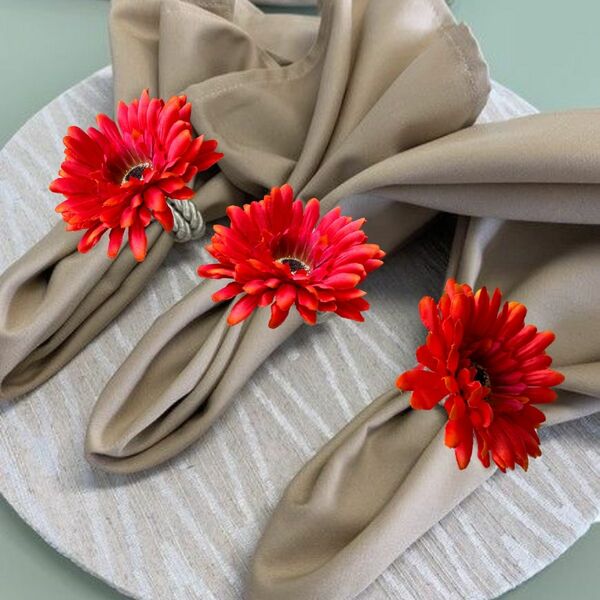 4 Gerberas Artificiais Laranja Realista Com Haste Flexível De