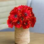 4 Gerberas Artificiais Laranja Realista Com Haste Flexível De