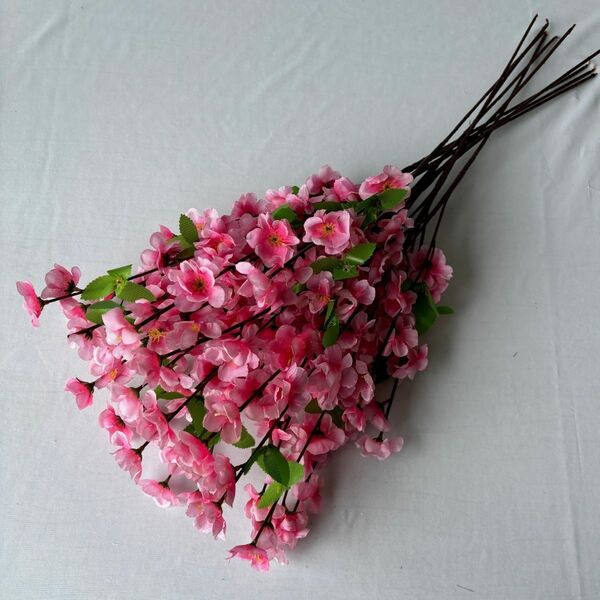 4 Hastes De Cerejeira Rosa Artificial 60cm Para Decoração Sof