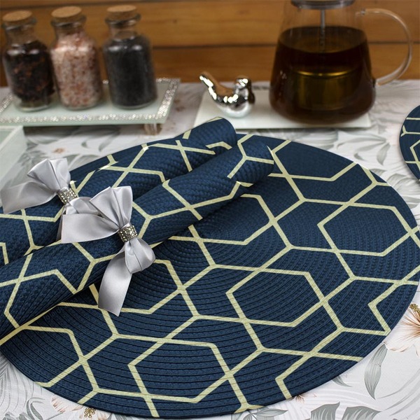 4 Jogo Americano Redondo Mesa Posta Sousplat Luxo Pvc M06