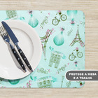 4 Jogo Americano Romantic Paris Impermeável Pvc 4 Lugares