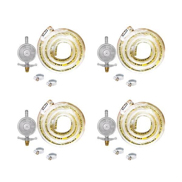 4 Kit Gás Bp 1kg Completo (válvula, Mangueira 1,25m E 2 Abraç