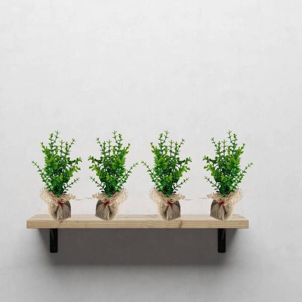 4 Mini Plantas De Eucalipto Artificial 33x18cm Para Decoração