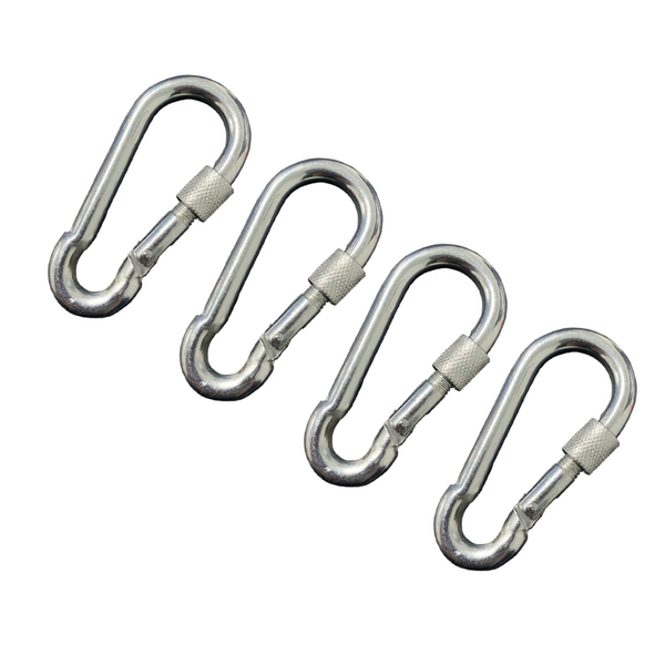 4 Mosquetão De Aço Galvanizado C/ Trava Rosca 8x80mm 230kg