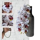 4 Orquídeas Artificiais Branca Com Miolos Vinho Ideal Para De