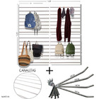 4 Paineis Canaletados - 0,61 X 0,61 + 50 Ganchos 10cm + Canal